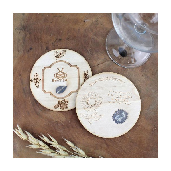 Sous-bock bois personnalisable avec graines à semer – Goodie écologique en peuplier PEFC – BCM Goodies