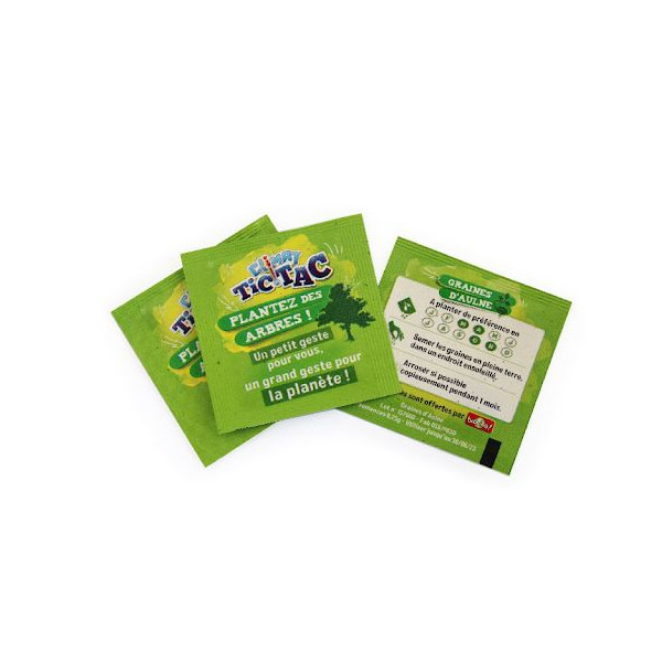 Sachet de graines en papier végétal 55x55 mm personnalisable – Goodies écologique pour communication responsable