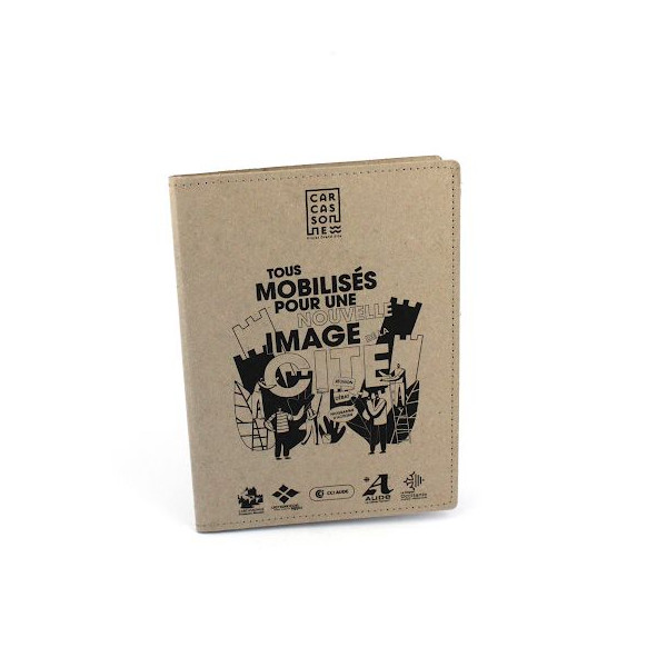 Conférencier A4 personnalisable en carton recyclé avec bloc note et crayon à graines – Objet publicitaire éco-responsable pour e