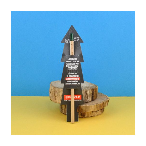 Crayon à graines étui sapin personnalisé – Cadeau d’entreprise écologique pour communication et fidélisation