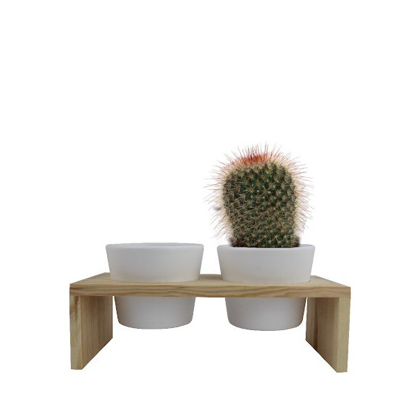 Plateau bois avec 2 pots céramique personnalisable – Cadeau d’entreprise pratique et élégant BCM Goodies