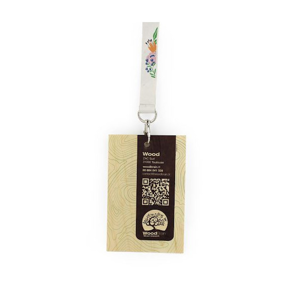 Badge en bois A6 personnalisable 148x105mm – Accessoire publicitaire avec marquage pour entreprises – BCM Goodies