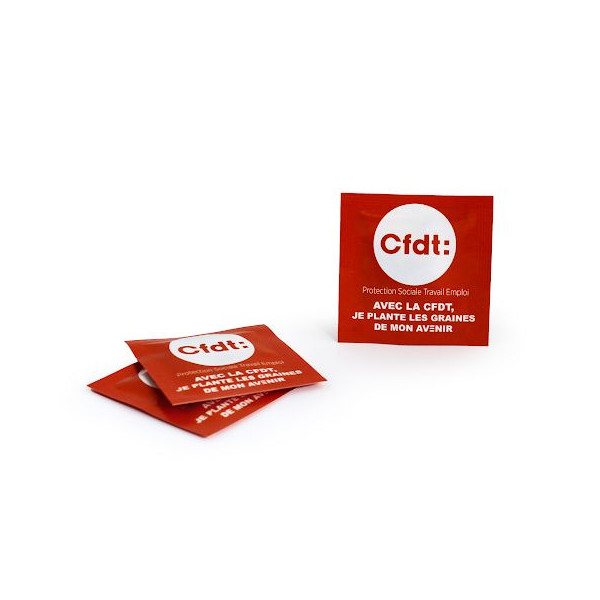 Sachet de graines personnalisable 55x55 mm en papier PE recyclable – Objet publicitaire écologique pour entreprises – BCM Goodie