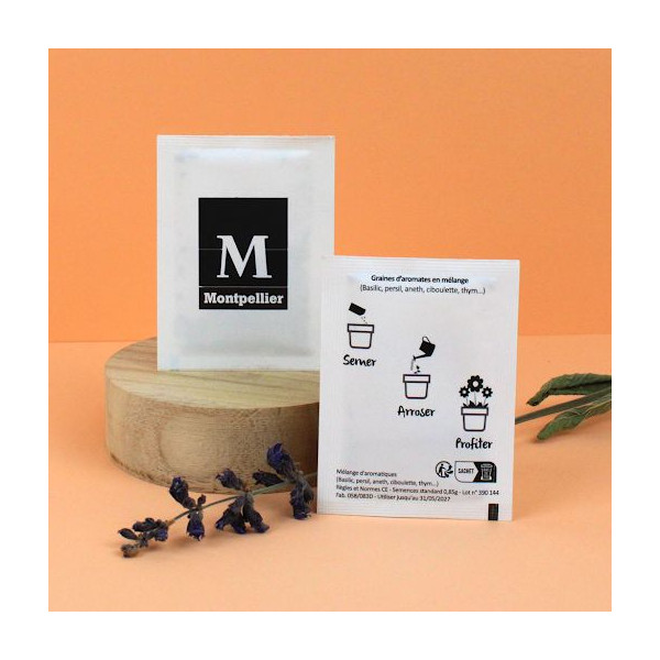 Sachet de graines personnalisable 60x80 mm éco-responsable pour communication d’entreprise – BCM Goodies