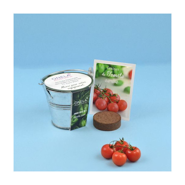 Kit de plantation personnalisable pot zinc Ø8 cm – Cadeau d’entreprise écologique BCM Goodies