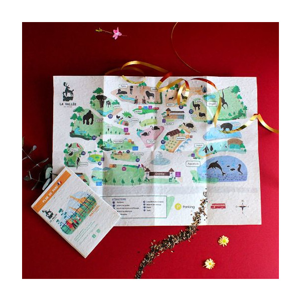 Plan touristique papier graines personnalisé – Support publicitaire écologique assemblé en Anjou pour communication responsable 