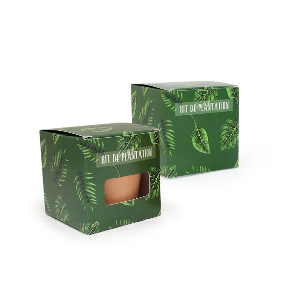 Cube plantation standard Ø7cm personnalisable – Kit de graines aromatiques pour communication d’entreprise – Marquage sur boîte 