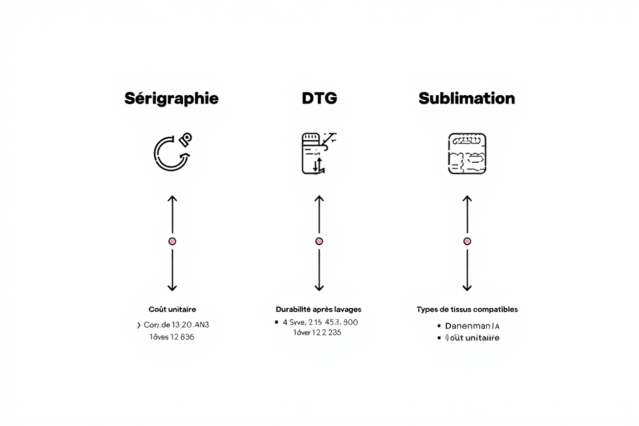 Comparatif des processus de sérigraphie, DTG et sublimation