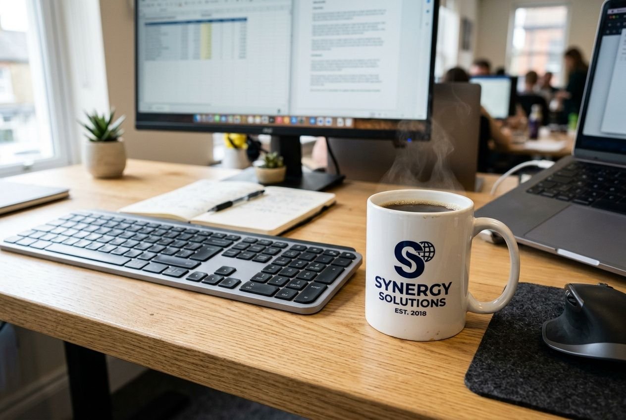 Mug personnalisé sur un bureau